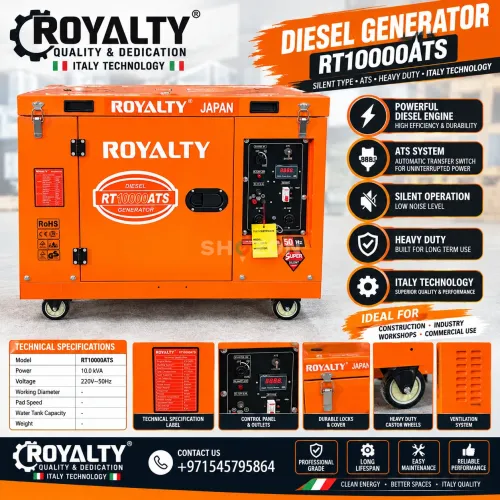 Royalty RT10000ATS Diesel Generator, Heavy Duty