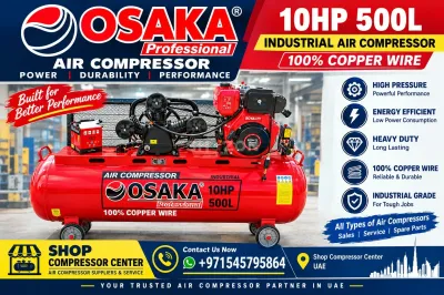 Diesel Engine Air Compressor 500Liter 11Hp  Osaka 10HP 500L Industrial Air Compressor