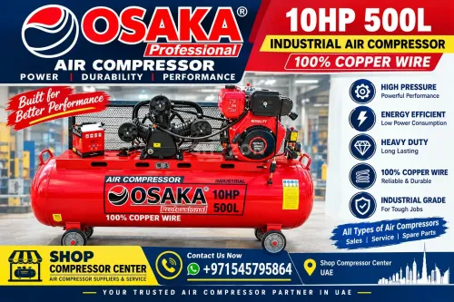 Diesel Engine Air Compressor 500Liter 11Hp  Osaka 10HP 500L Industrial Air Compressor