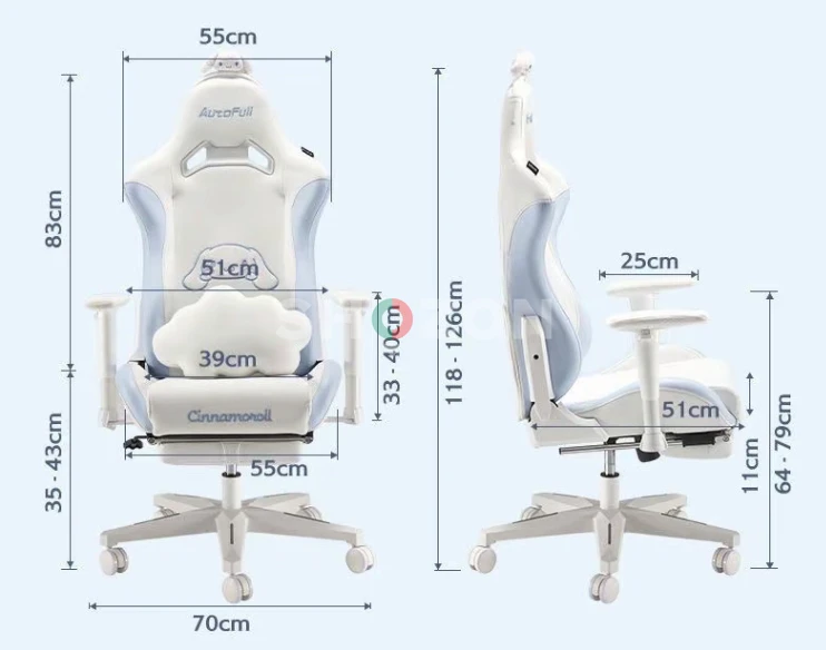 AutoFull Cinnamoroll Gaming Chair White and Blue