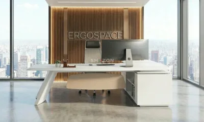 Buy Modern Cue L-Shaped Executive Desk | Custom Made UAE | Ergospace