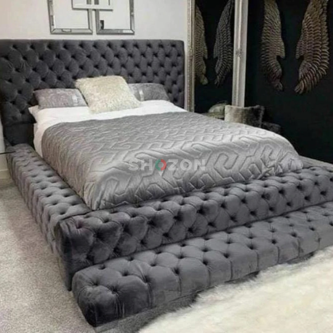 Pinewood Soft Velvet Upholstered Chesterfield Bed	