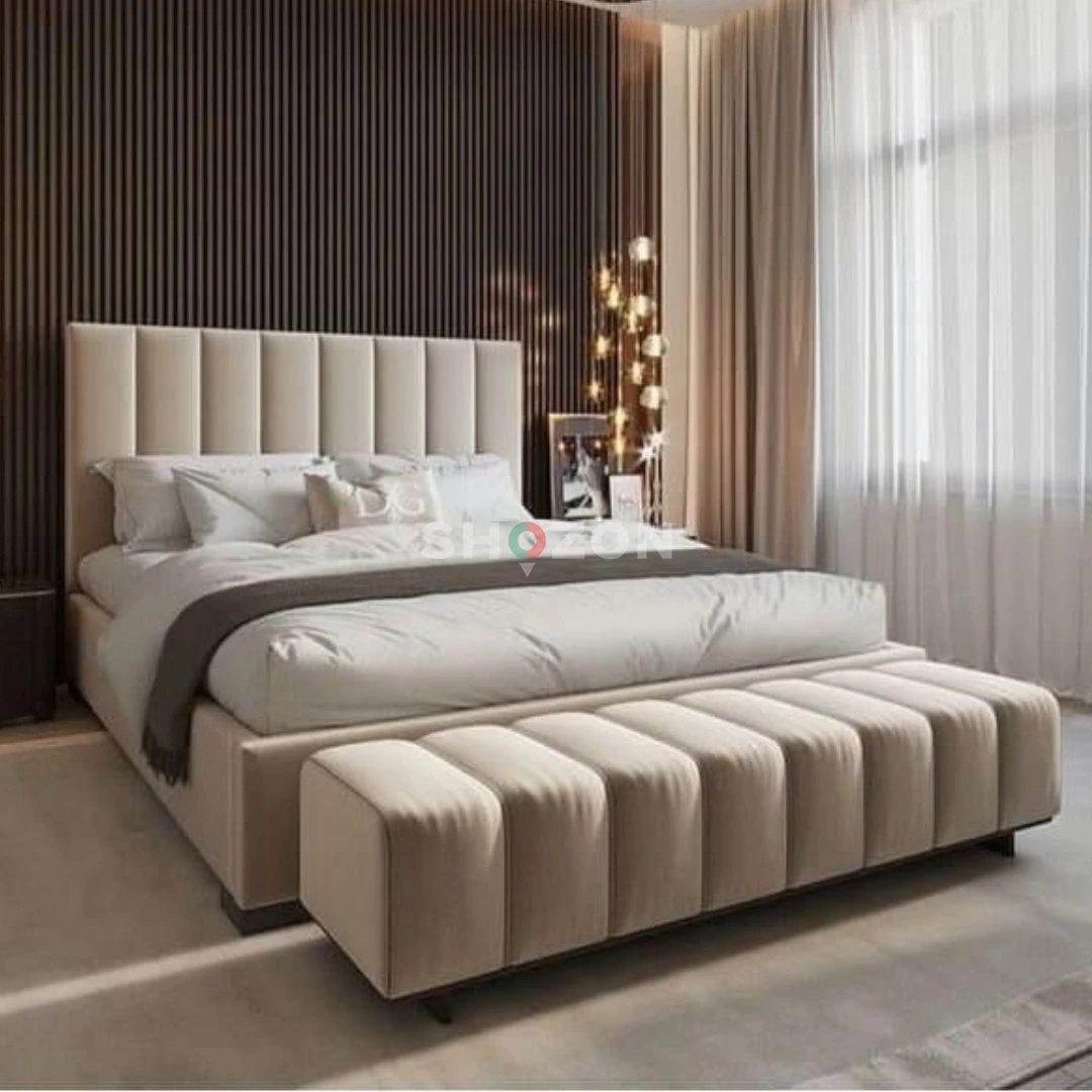 Rosewood Mist Velvet Upholstered Platform Bed	