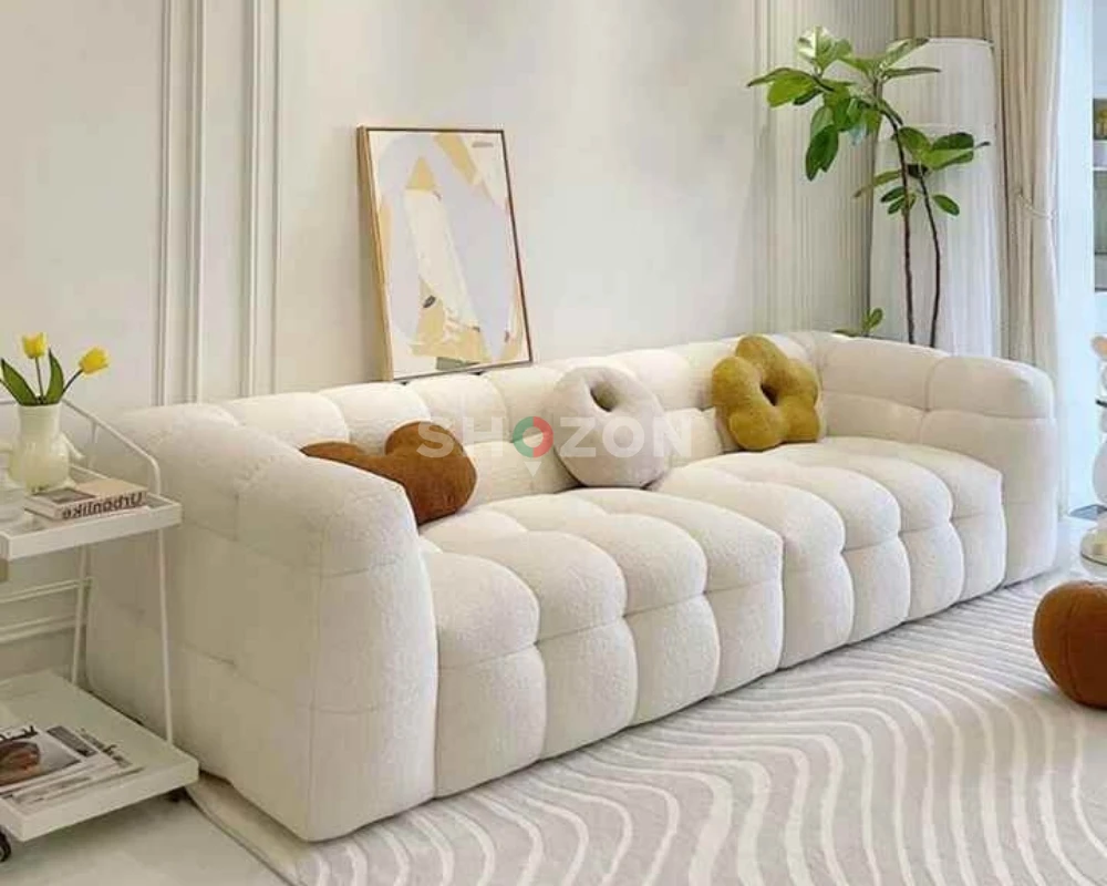 Modern White Tufted Sofa