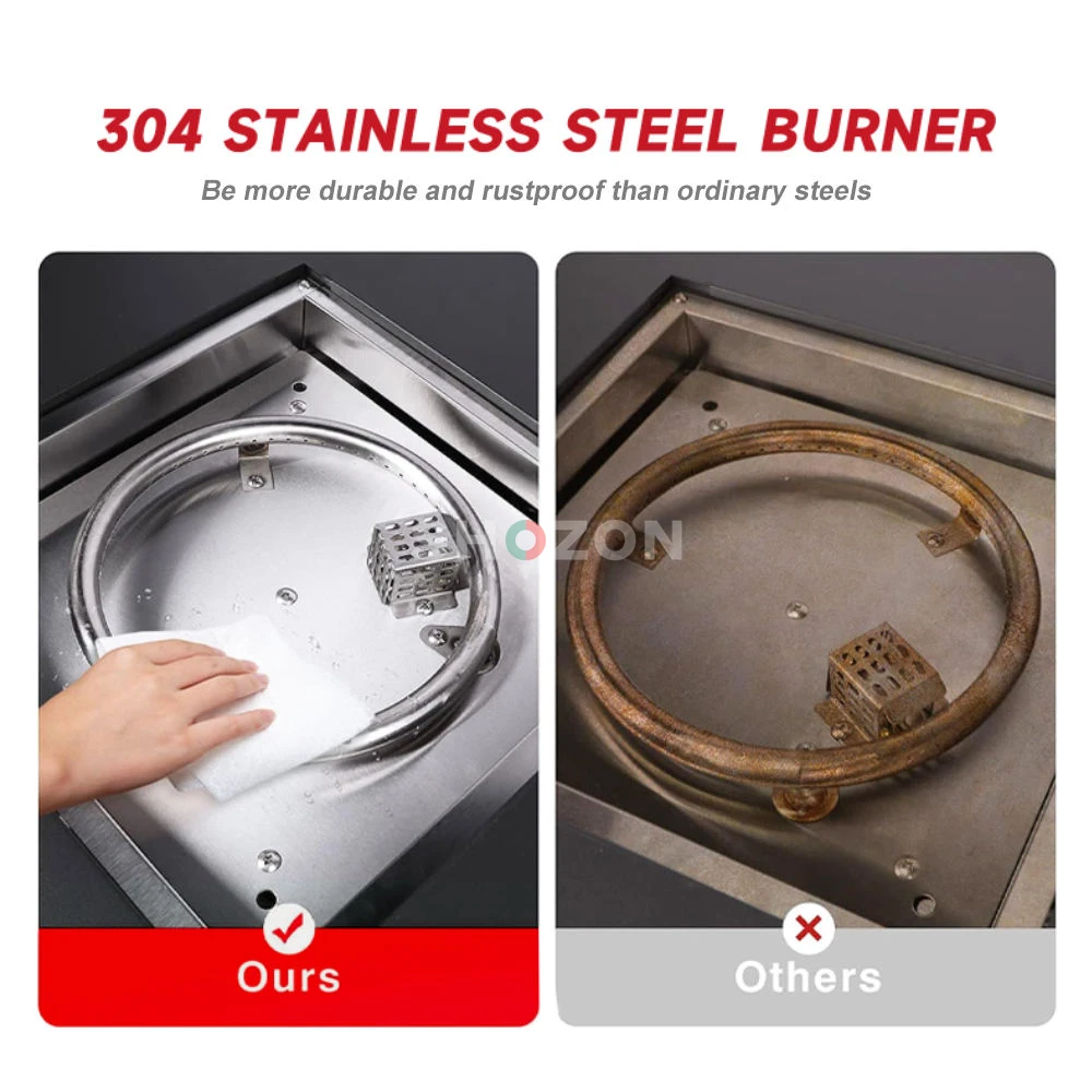 Round Fire Pit with Glass Wind Guard