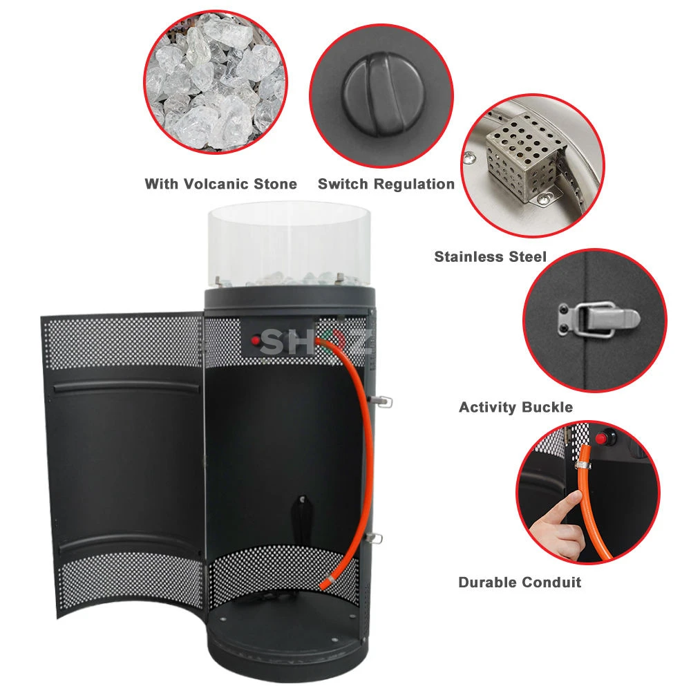 Round Fire Pit with Glass Wind Guard